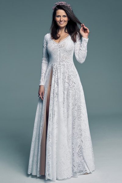 Flared wedding dress with long sleeves Santorini 17