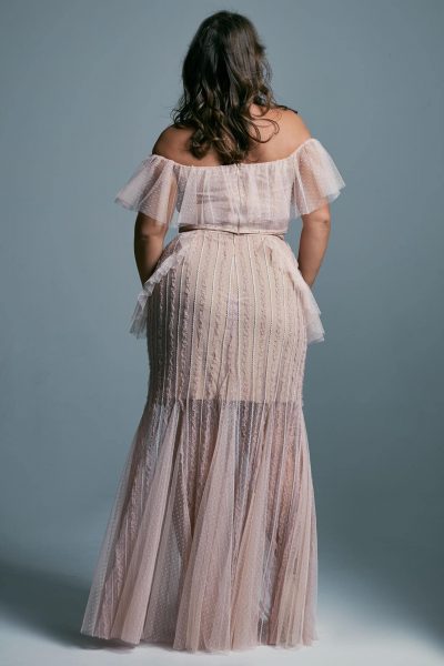Temperamentna suknia ślubna plus size w pudrowym różu Venezia 6 plus size
