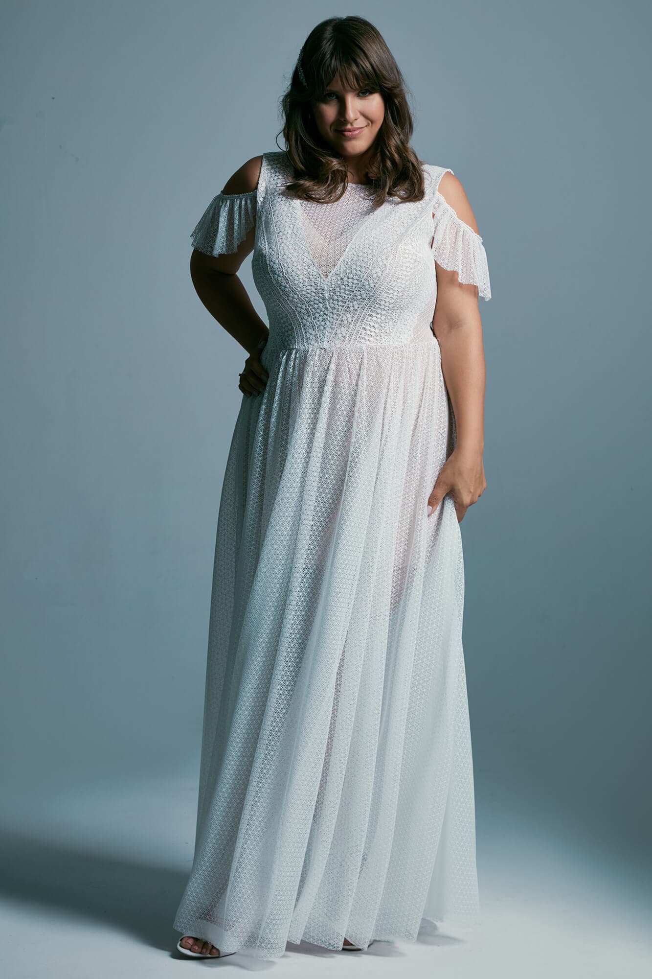 Mori Lee 3363 Giuliana Flounce Skirt V-Neck Plus Size Wedding Dress -  MadameBridal.com