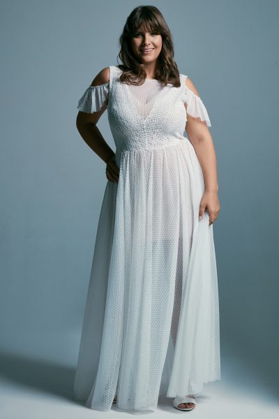 Greek style plus size wedding dress with sleeves Santorini 2 plus size