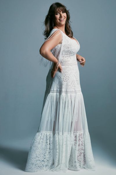 Plus size wedding dress with beautiful boho style lace Santorini 5 plus size