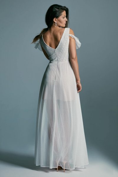 Conservative, modest and girlish wedding dress Santorini 2