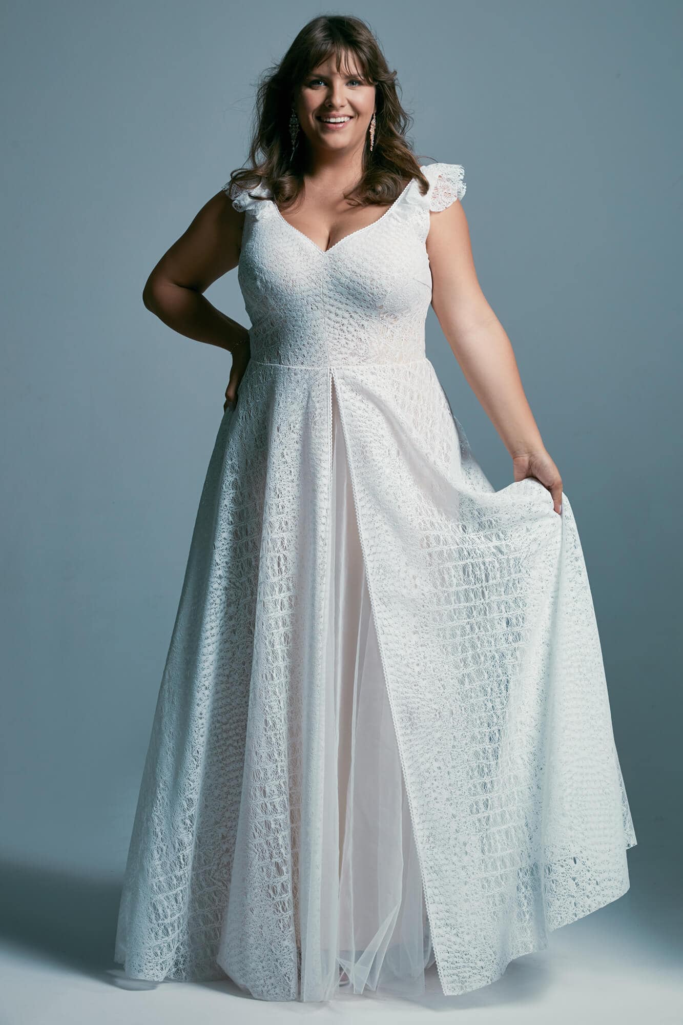 Plus size slimming lace wedding dress Santorini 4 plus size
