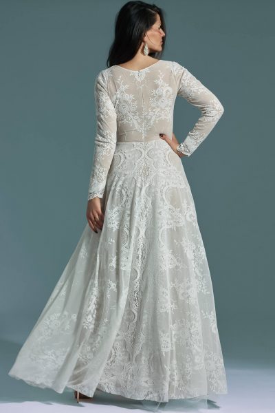 Lace modest wedding dress with long sleeves Porto 61