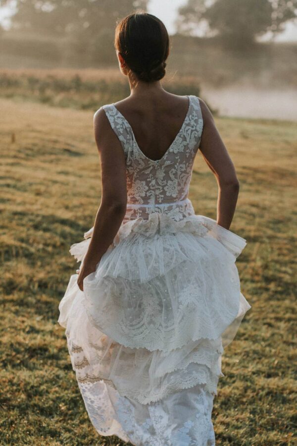Barcelona 9 Boho Wedding Dress in Spanish Lace 🤍